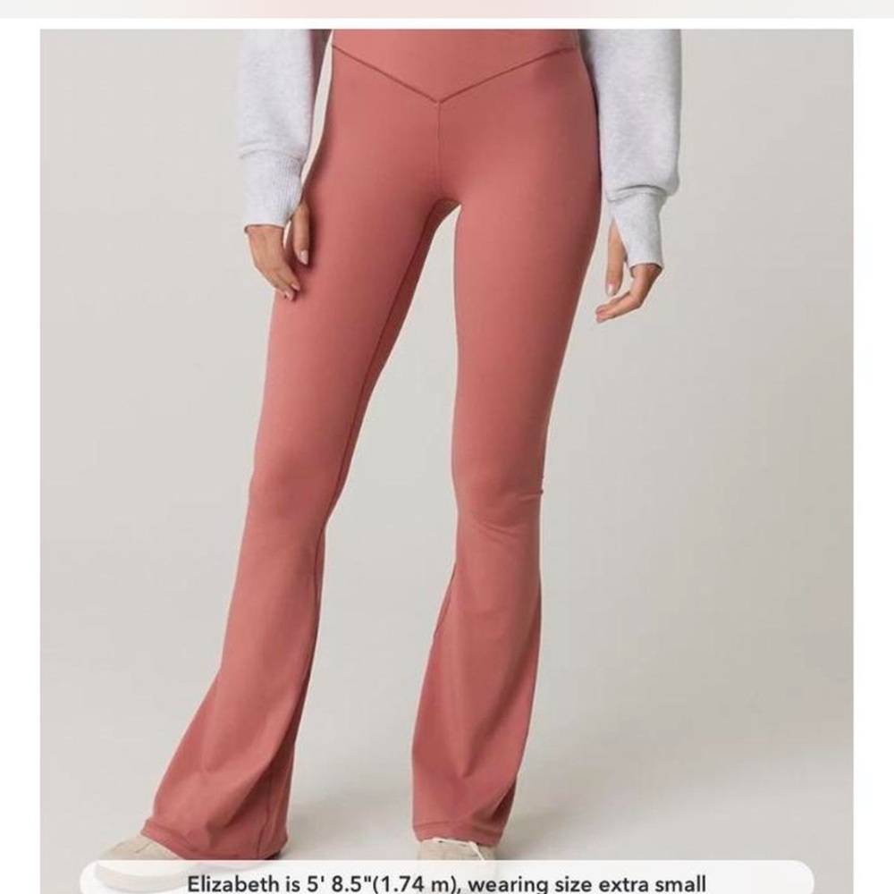 AERIE Peachy Pink Dusty Rose Flared Pants Leggings Long Length